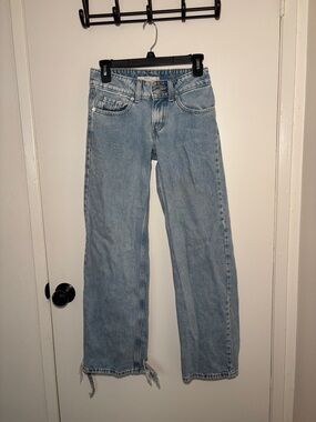 Levi's Light Blue Wide-Leg Jeans with Frayed Hem